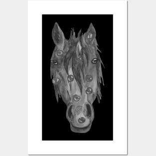 Black and white horse head Posters and Art